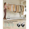 SONGMICS pastatoma drabužių kabykla su ratukais, reguliuojamu 160–200 cm skersiniu, iki 110 kg