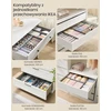 SONGMICS stalčiaus organizatorių rinkinys 4 vnt., 40x16x10 cm, suderinamas su IKEA Hemnes ir Malm, sulankstomas, pilkas