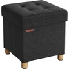 SONGMICS sulankstoma daiktadėžė-pufas 38 x 38 x 40 cm, juoda, iki 300 kg 55AA12438