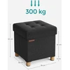 SONGMICS sulankstoma daiktadėžė-pufas 38 x 38 x 40 cm, juoda, iki 300 kg 55AA12438