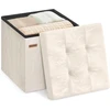 SONGMICS sulankstoma pufė su daiktadėže 43 l, 38 x 38 x 38 cm, LSF522WD01