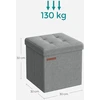 SONGMICS sulankstoma taburetė su daiktadėže, 30x30x30 cm, 130 kg apkrova, pilka, LSF028G02