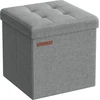 SONGMICS sulankstoma taburetė su daiktadėže, 30x30x30 cm, 130 kg apkrova, pilka, LSF028G02