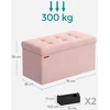 SONGMICS sulankstomas aksominis pufas su daiktadėže, 89 l, iki 300 kg, LSF247R01