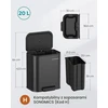 SONGMICS virtuvinė šiukšliadėžė su pedalu, 20 l, plieninė, juoda, stačiakampė