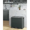 SONGMICS virtuvinė šiukšliadėžė su pedalu, 3 x 18 l, antracito spalvos, B083LD218G