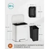 SONGMICS virtuvinė šiukšliadėžė su pedalu, 20 l, plieninė, balta