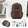 SPAHER dirbtinės odos kuprinė su USB, 25 l, 40 x 30 x 20 cm, nešiojamam kompiuteriui 15,6 colio, 1B030-PU-Brown