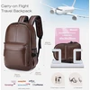 SPAHER dirbtinės odos kuprinė su USB, 25 l, 40 x 30 x 20 cm, nešiojamam kompiuteriui 15,6 colio, 1B030-PU-Brown