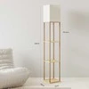 SUNMORY grindų lempa su lentynomis, LED 9 W, 3 spalvų temperatūros, E27, 160 cm, medžio ir metalo konstrukcija