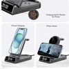 SwanScout 4‑in‑1 magnetinė belaidė MagSafe įkrovimo stotelė su laikrodžiu, 18 W, S10008
