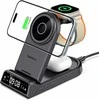 SwanScout 4‑in‑1 magnetinė belaidė MagSafe įkrovimo stotelė su laikrodžiu, 18 W, S10008