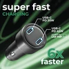 Teknoll automobilinis USB-C įkroviklis 65 W su 2 USB-C PD jungtimis CBRTEKN2USB65WK