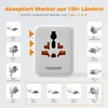TESSAN universalus kelioninis kištukų adapteris su 2 USB-A ir 2 USB-C jungtimis, 2500 W TS-WTA10