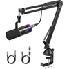 TONOR dinaminis XLR/USB mikrofonas su aukšto profilio stovu, RGB apšvietimu ir triukšmo slopinimu TD520S+