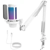TONOR TC310+ USB kardioidinis žaidimų mikrofonas su RGB apšvietimu, baltas