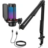 TONOR USB žaidimų mikrofonas su RGB apšvietimu ir reguliuojama šviesos intensyvumu TC310+