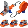 Transportavimo dirželių rinkinys su įtempėju ir kabliukais, 2,5 cm x 6 m, 4 vnt., 700 kg