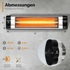 TRESKO elektrinis infraraudonųjų spindulių šildytuvas, 2500 W, su nuotolinio valdymo pultu, sieninis, 3 galios lygiai, THSL-009