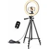 UBeesize 12" LED žiedinė lempa su telefonu laikikliu ir 50" trikoju, USB maitinimas