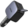 UGREEN automobilinis įkroviklis 60 W su įtraukiamu USB-C laidu, USB-C ir USB-A, EC602