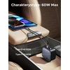 UGREEN automobilinis įkroviklis 60 W su įtraukiamu USB-C laidu, USB-C ir USB-A, EC602