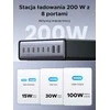 UGREEN GaN USB-C stalinė įkrovimo stotelė 200 W, 8x USB (6x USB-C, 2x USB-A), juoda