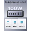 UGREEN USB-C stalinė įkrovimo stotelė 100 W, 6 prievadų, modelis 65190