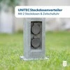 Unitec lauko elektros lizdų skirstytuvas su laikmačiu, 2 lizdai, IP44, granitinis dizainas, 3680 W, 42443