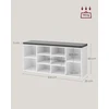 Songmics VASAGLE batų suoliukas su paminkštinta sėdyne, 10 skyrių, 104 × 30 × 48 cm, LHS10WT