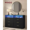 VASAGLE komoda su LED apšvietimu ir maitinimo lizdais, 6 stalčių, 40 × 119 × 81,2 cm, LTS316BC01