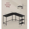 VASAGLE L formos kompiuterinis stalas 138 x 138 cm su 2 lentynomis LWD072B56