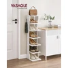VASAGLE siaura 7 aukštų batų lentyna su kabliukais, 30 × 26,4 × 110,4 cm, LBS200T14