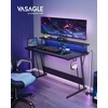 VASAGLE žaidimų kompiuterio stalas su LED apšvietimu ir maitinimo juosta 120 x 60 cm LWD192B56