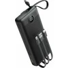 VEEKTOMX 20000 mAh nešiojamas powerbank su integruotais kabeliais, USB-C ir USB-A, juodas