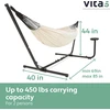 VITA5 dvigubas medvilninis hamakas su plieniniu rėmu, 210 x 140 cm, 205 kg