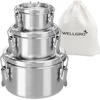 WELLGRO apvalių nerūdijančiojo plieno maisto dėžučių rinkinys, 250–780 ml, 3 vnt.