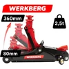 WERKBERG hidraulinis niskoprofilinis automobilio keltuvas 2,5T, 80–360 mm, raudonas, MTP007776