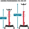 Wiltec hidraulinis pavarų dėžės keltuvas 500 kg, 110–190 cm, modelis 62420