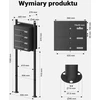Wiltec pastatoma keturių skyrių pašto dėžutė iš cinkuoto plieno, juoda, 60003