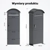 Wiltec pastatoma pašto dėžutė iš cinkuoto plieno su užraktu, 420 x 240 x 1020 mm, 63094
