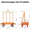Wiltec plokščių transportavimo vežimėlis iki 1500 kg, 120 x 59 x 110 cm, 65399