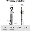 Wiltec rankinis grandininis keltuvas 1 t, 5 m cinkuota G80 grandinė, 65136