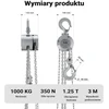 Wiltec rankinis grandininis keltuvas 1 t su 3 m G100 cinkuota grandine, 65143