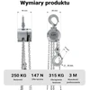 Wiltec rankinis grandininis keltuvas 250 kg, 3 m, su cinkuota G100 grandine 65141