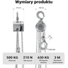 Wiltec rankinis grandininis keltuvas 500 kg, 3 m, G100 cinkuota grandinė, 65142
