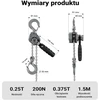 Wiltec rankinis svirtinis grandininis keltuvas 250 kg, 1.5 m, G100 grandinė, 65146