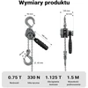 Wiltec rankinis svirtinis grandininis keltuvas 750 kg, 1.5 m, aliuminio korpusas, 65148