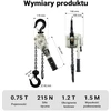 Wiltec svirtinis grandininis keltuvas 0.75 t, 1.5 m, su 360° pasukama rankena, 65156
