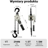 Wiltec svirtinis grandininis keltuvas 1 t, 1.5 m su 360° pasukama rankena, 65157